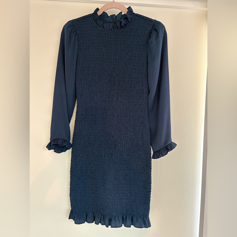 ALI & JAY Navy Long-Sleeve Smocked Ruffle Dress - Picture 4 of 6